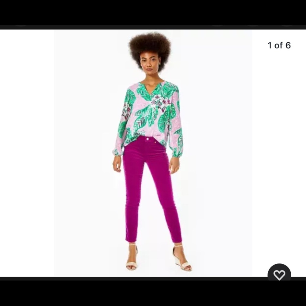 Lilly Pulitzer Velvet Fuchsia Pants, Winter 2020